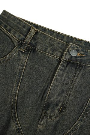 Concert Outfit American Distressed Retro Multi-Pocket Workwear Washed Jeans