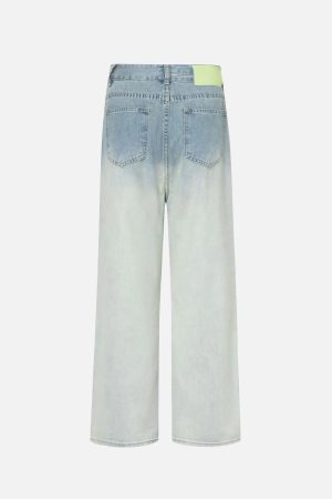 Concert Outfit American Gradient Bleach Wash Vintage Jeans