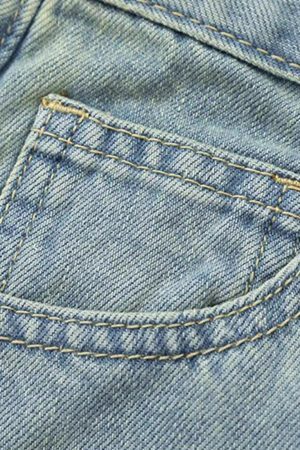 Concert Outfit American Gradient Bleach Wash Vintage Jeans