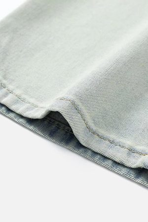 Concert Outfit American Gradient Bleach Wash Vintage Jeans