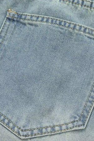 Concert Outfit American Gradient Bleach Wash Vintage Jeans