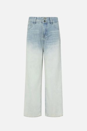 Concert Outfit American Gradient Bleach Wash Vintage Jeans