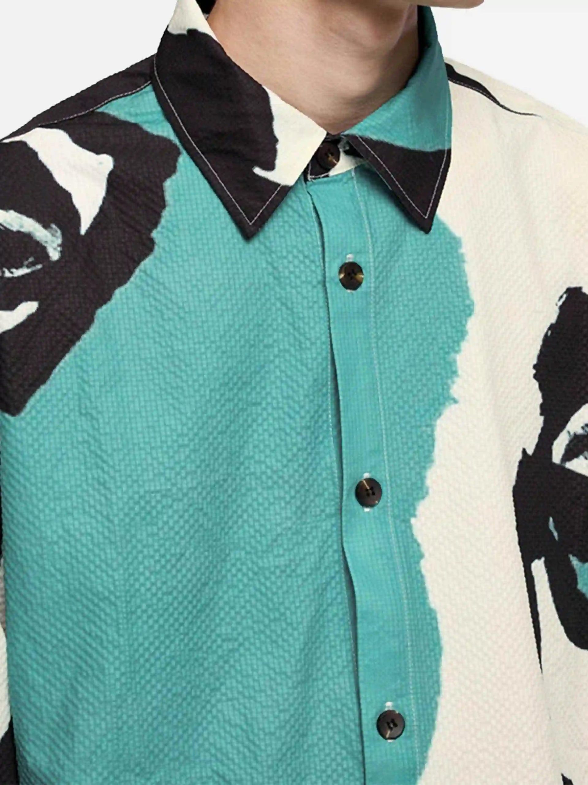 Concert Outfit American Graffiti Abstract Portrait Seersucker Shirt Concert Outfit American Graffiti Abstract Portrait Seersucker Shirt