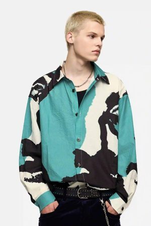 Concert Outfit American Graffiti Abstract Portrait Seersucker Shirt