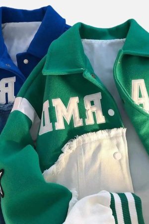 Concert Outfit American High Street Denim Fabric Splicing Baseball Jacket