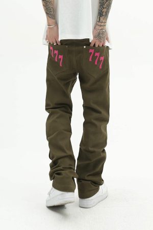 Concert Outfit American High Street Digital Embroidered Jeans