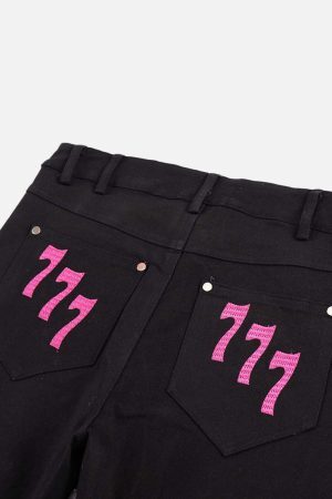 Concert Outfit American High Street Digital Embroidered Jeans