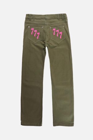 Concert Outfit American High Street Digital Embroidered Jeans