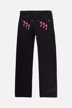 Concert Outfit American High Street Digital Embroidered Jeans