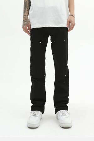 Concert Outfit American High Street Digital Embroidered Jeans