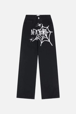 Concert Outfit American High Street Embroidered Spider Jeans