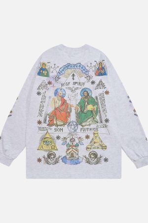 Concert Outfit American High Street Graffiti Long Sleeve T-Shirt