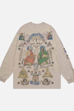 Concert Outfit American High Street Graffiti Long Sleeve T-Shirt