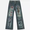 Concert Outfit American High Street Graffiti Washed Jeans