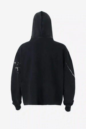 Concert Outfit American Hip-Hop Graffiti Distressed Hooded Hoodie