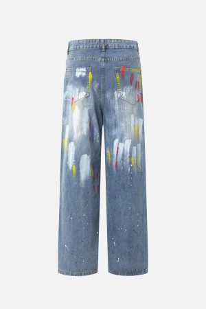 Concert Outfit American Hip-Hop Painted Personalized Jeans