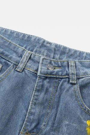 Concert Outfit American Hip-Hop Painted Personalized Jeans