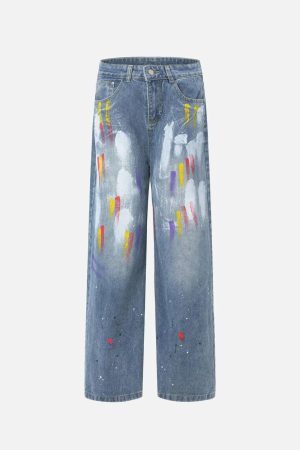 Concert Outfit American Hip-Hop Painted Personalized Jeans