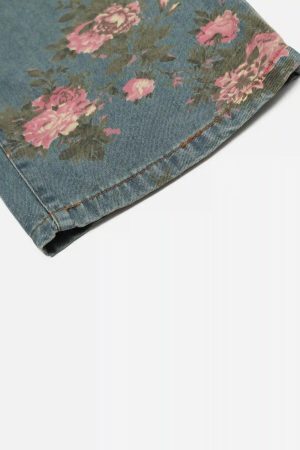 Concert Outfit American Hip-Hop Vintage Rose Jeans