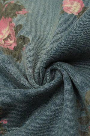 Concert Outfit American Hip-Hop Vintage Rose Jeans