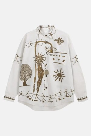 Concert Outfit American Mayan Abstract Mural Shirt