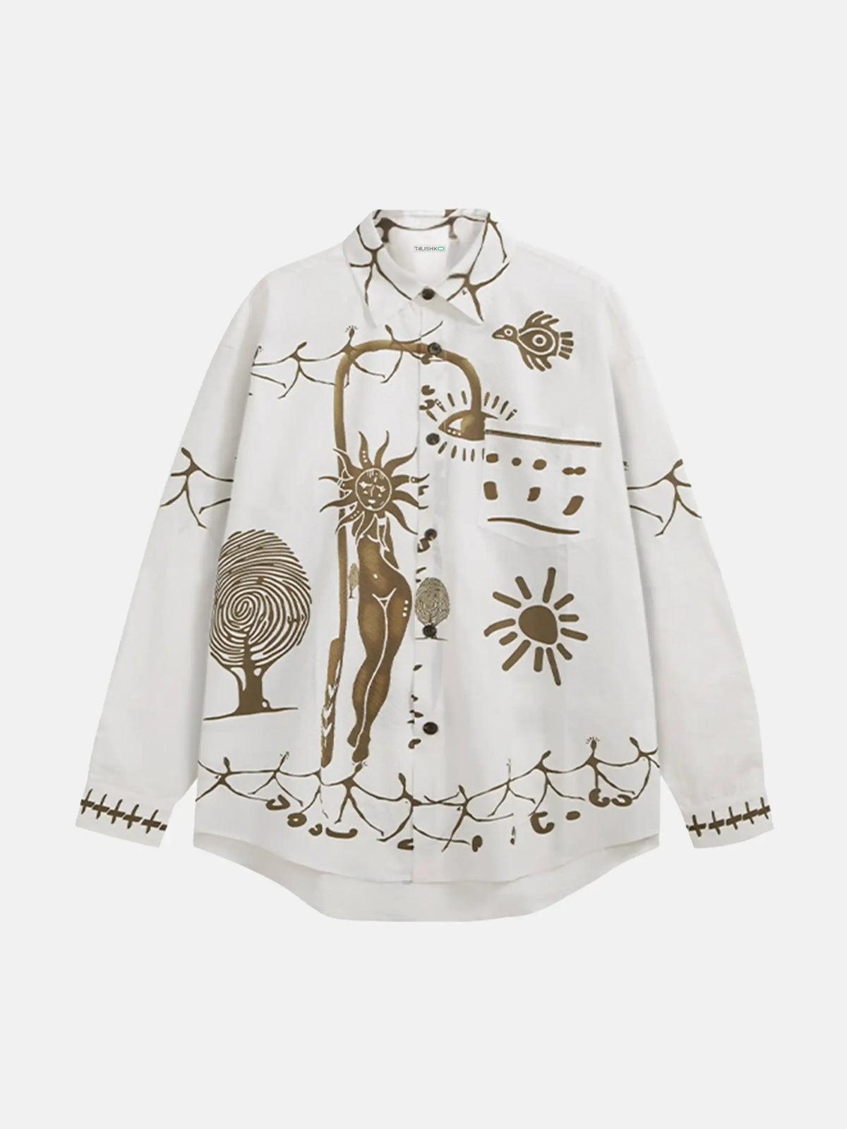 Concert Outfit American Mayan Abstract Mural Shirt Concert Outfit American Mayan Abstract Mural Shirt