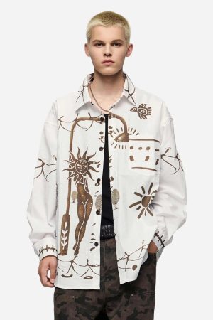 Concert Outfit American Mayan Abstract Mural Shirt