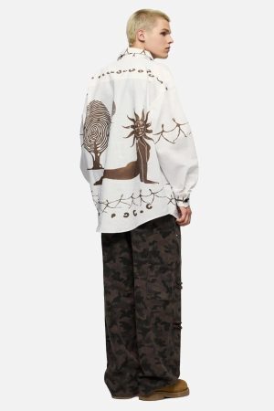 Concert Outfit American Mayan Abstract Mural Shirt