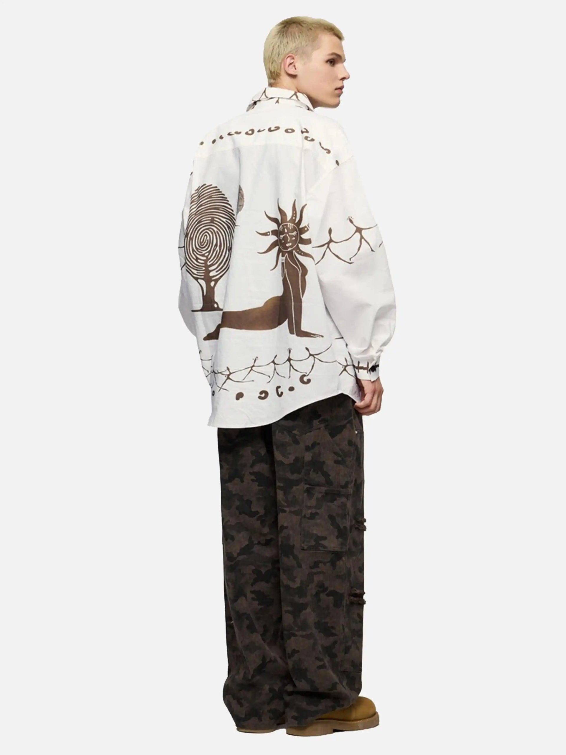 Concert Outfit American Mayan Abstract Mural Shirt Concert Outfit American Mayan Abstract Mural Shirt