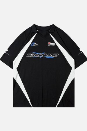 Concert Outfit American Patchwork Vintage Lapel T-Shirt