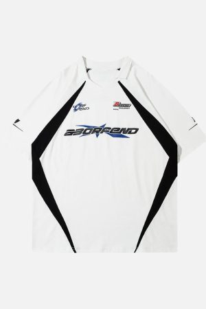 Concert Outfit American Patchwork Vintage Lapel T-Shirt