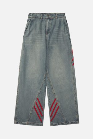 Concert Outfit American Retro Contrast Washed Jeans