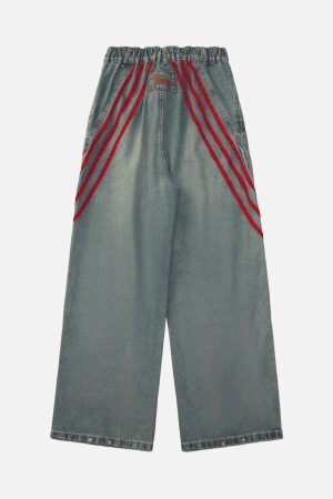 Concert Outfit American Retro Contrast Washed Jeans