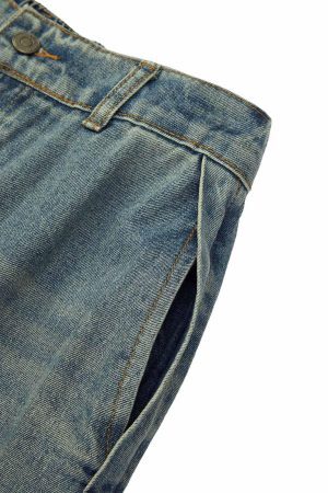 Concert Outfit American Retro Contrast Washed Jeans