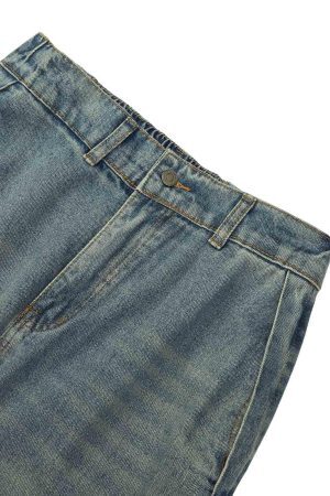 Concert Outfit American Retro Contrast Washed Jeans