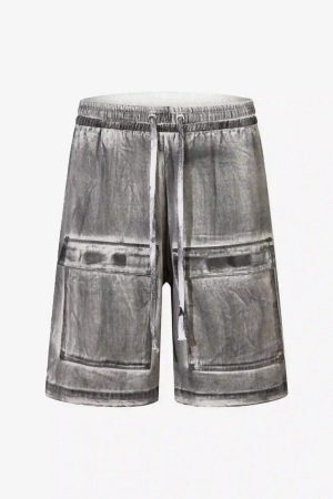 Concert Outfit American Retro Distressed Multi-Pocket Cargo Shorts