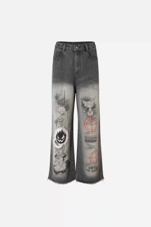 Concert Outfit American Retro Embroidered Dopamine Jeans