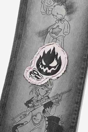 Concert Outfit American Retro Embroidered Dopamine Jeans
