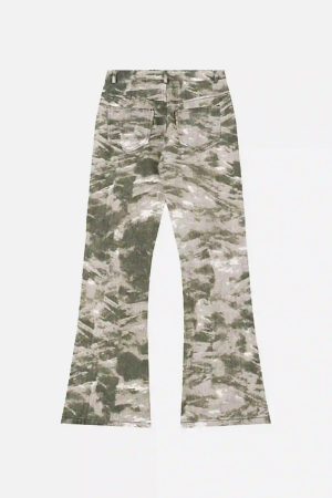 Concert Outfit American Retro Flared Camouflage Pants