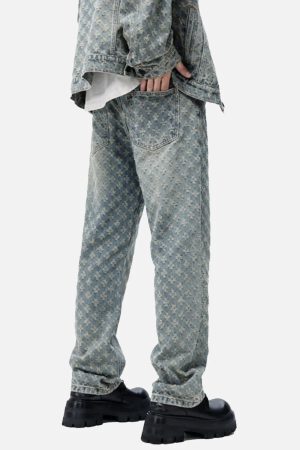 Concert Outfit American Retro Floral Personalized Jeans