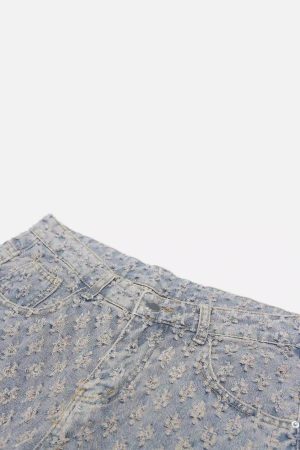 Concert Outfit American Retro Floral Personalized Jeans