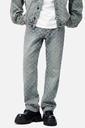 Concert Outfit American Retro Floral Personalized Jeans