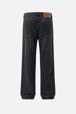 Concert Outfit American Retro Floral Personalized Jeans