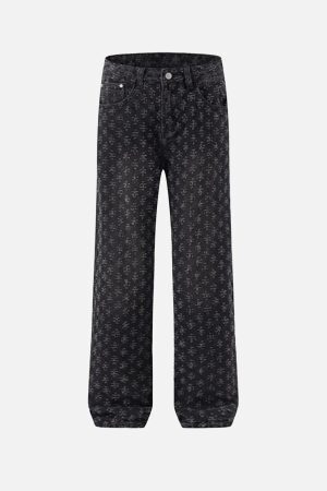 Concert Outfit American Retro Floral Personalized Jeans