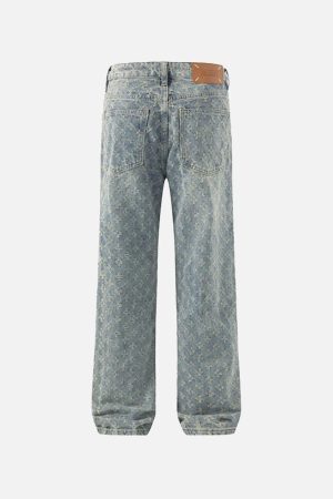 Concert Outfit American Retro Floral Personalized Jeans