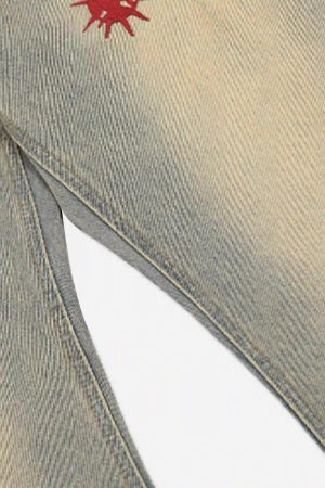 Concert Outfit American Retro Hip-Hop Chain Embroidery Jeans