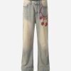 Concert Outfit American Retro Hip-Hop Chain Embroidery Jeans