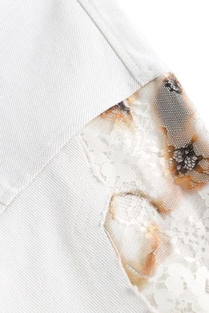 Concert Outfit American Retro Lace Patchwork Denim Jacket