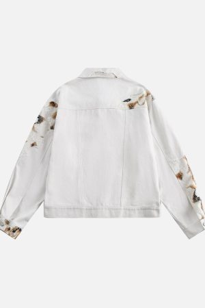 Concert Outfit American Retro Lace Patchwork Denim Jacket