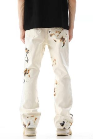 Concert Outfit American Retro Lace Patchwork Jeans